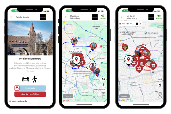 Mapa turístico de Núremberg para una visita de un día con monumentos y rutas principales