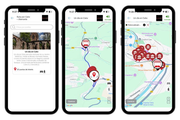 Mapa turístico de Calw, Alemania, con monumentos históricos, senderos de la Selva Negra y lugares de interés para los visitantes