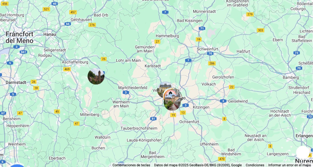 Mapa turístico con los principales puntos de interés de Mapa Turistico Wurzburg: museos, monumentos, rutas y atracciones destacadas.