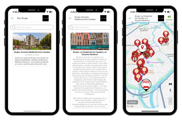 Mapa turístico de Brujas con recorridos por sus canales, plazas históricas y arquitectura medieval, ideal para descubrir el encanto único de la ciudad belga.